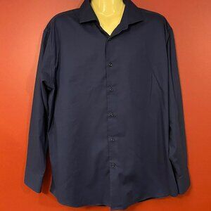 ⭐4 FOR $20⭐ Joseph Abboud Men's Navy Blue Slim Fit Dress Shirt - Size 18 34/35